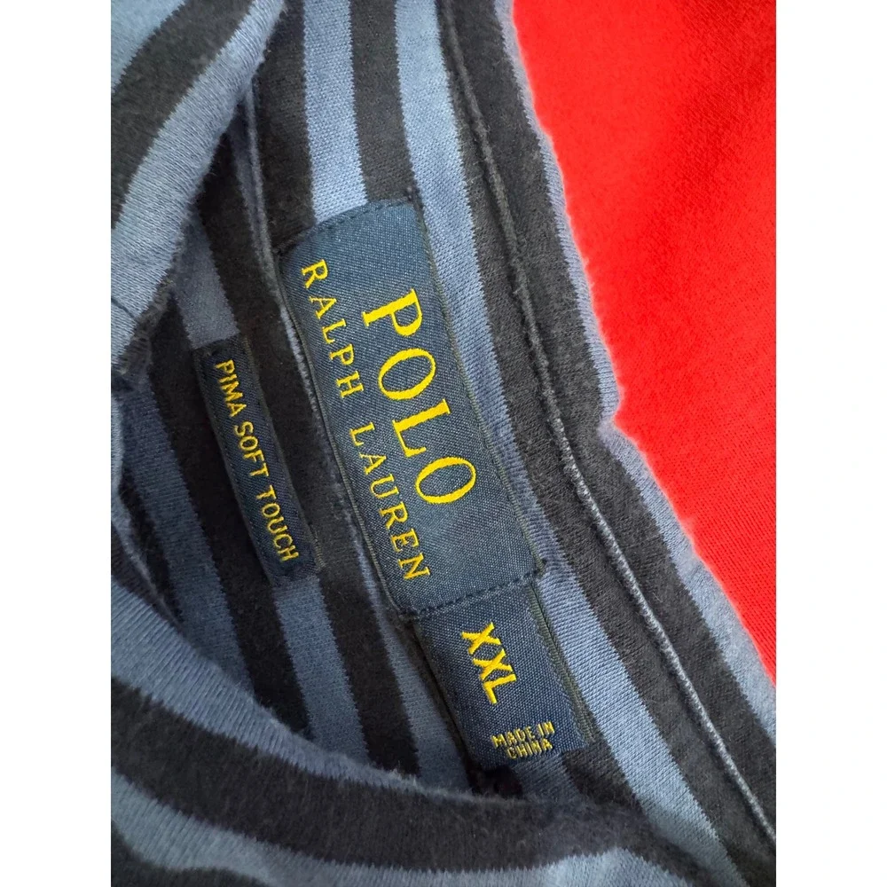 Lot 2 Polo Ralph Lauren Pima Soft Touch Polo XXL Pink Blue Striped‎ Golf Shirts